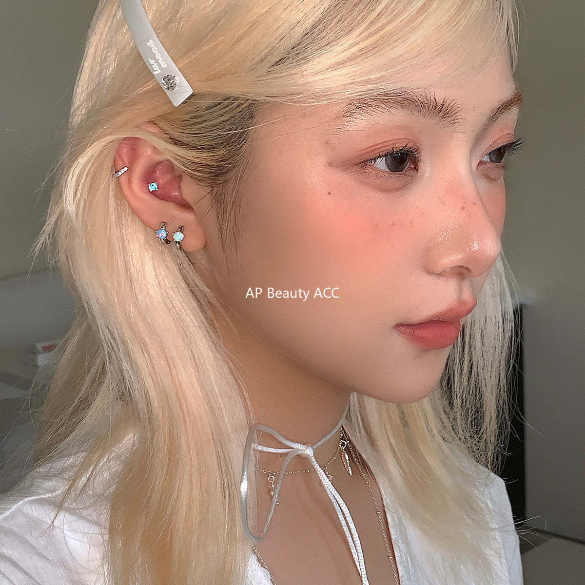 A관 - 티타늄 스틸 오팔 링형 일자침 귀걸이 [EH-4089] 25.10-4