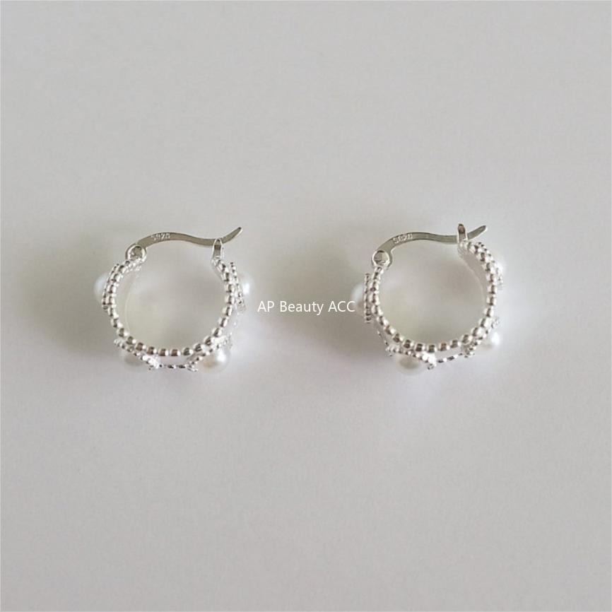 F관 - 925 실버 진주 와이드 귀걸이 [C1238] 25.10-3