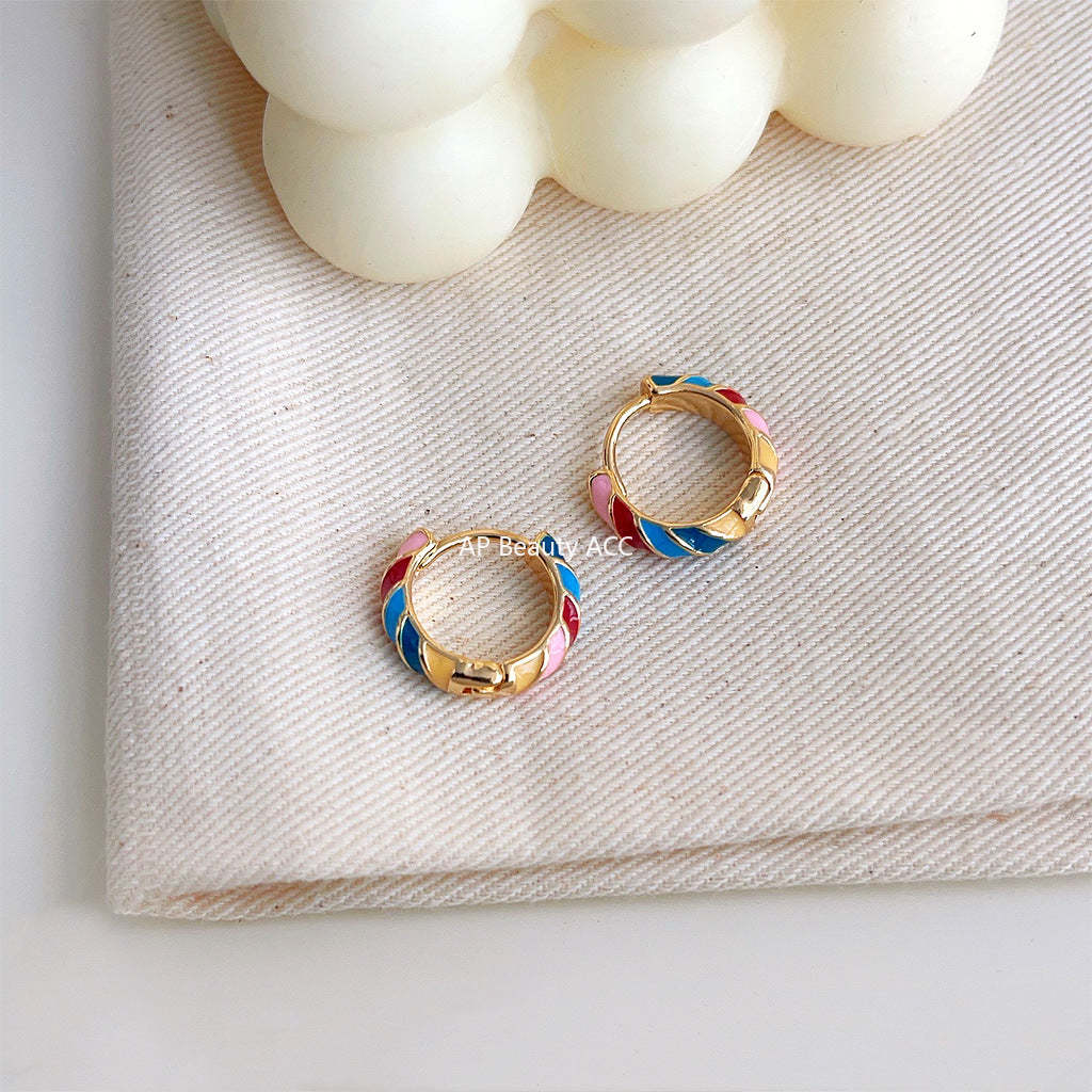 C관 - 14K 도금 여름 귀여운 다채로운 은침 귀걸이 [4188] 24.05-5