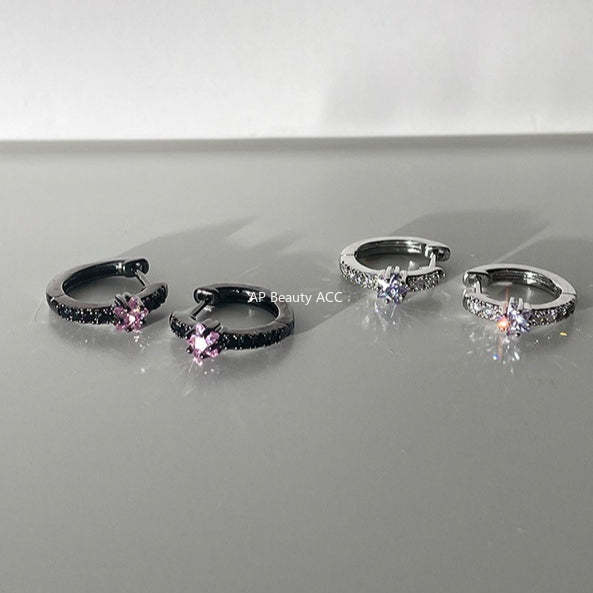 A관 - 별 큐빅 316 스테인리스 스틸 링 귀걸이 [EH-4333] 25.12-1