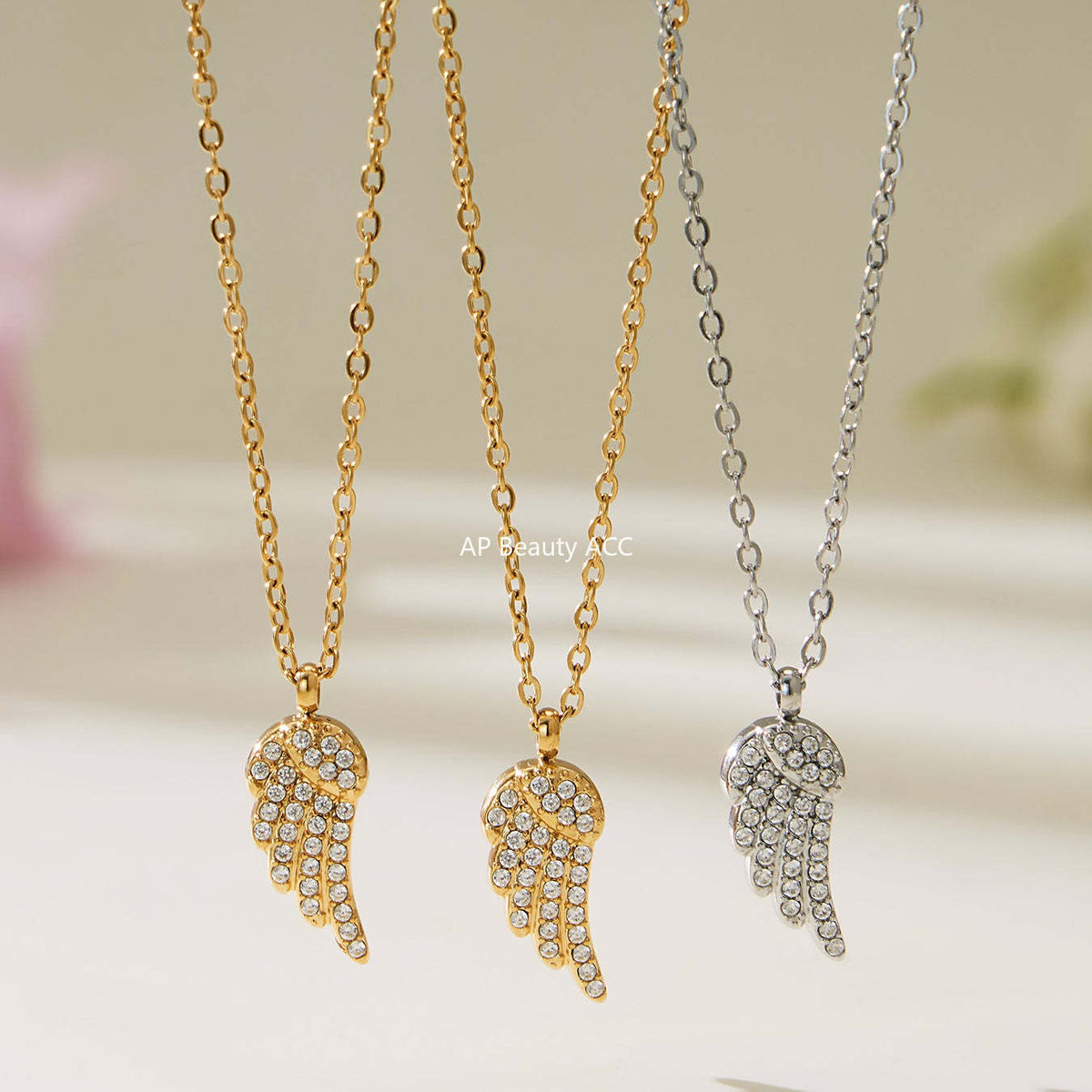 D관 - 스테인리스 스틸 날개 큐빅 18K 도금 팔찌 목걸이 귀걸이 반지 [TXP486] 25.11-4