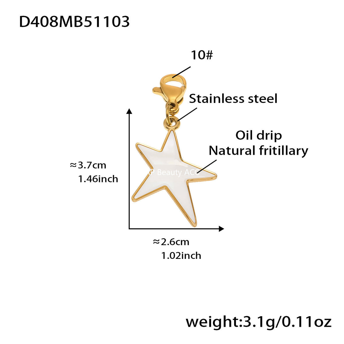 D관 - 스테인리스 18K 도금 천연 자개 대형 오각별 반지 귀걸이 [TXF460] 25.11-1