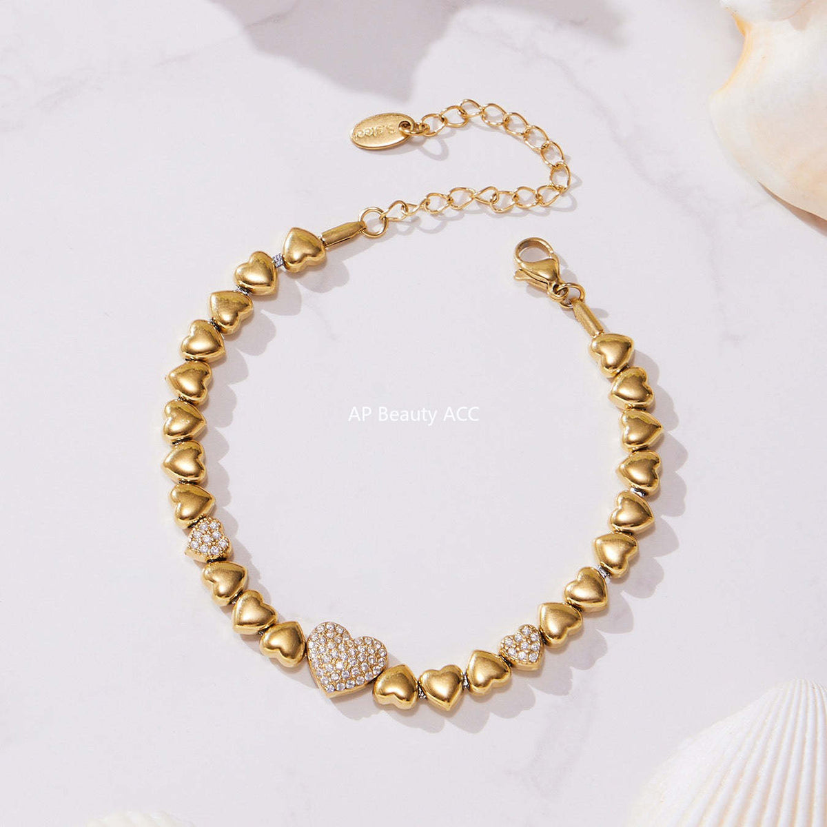 D관 - 스테인리스 18K 도금 큐빅 해마 멀티 펜던트 팔찌 [E693-E694-E695] 25.10-5