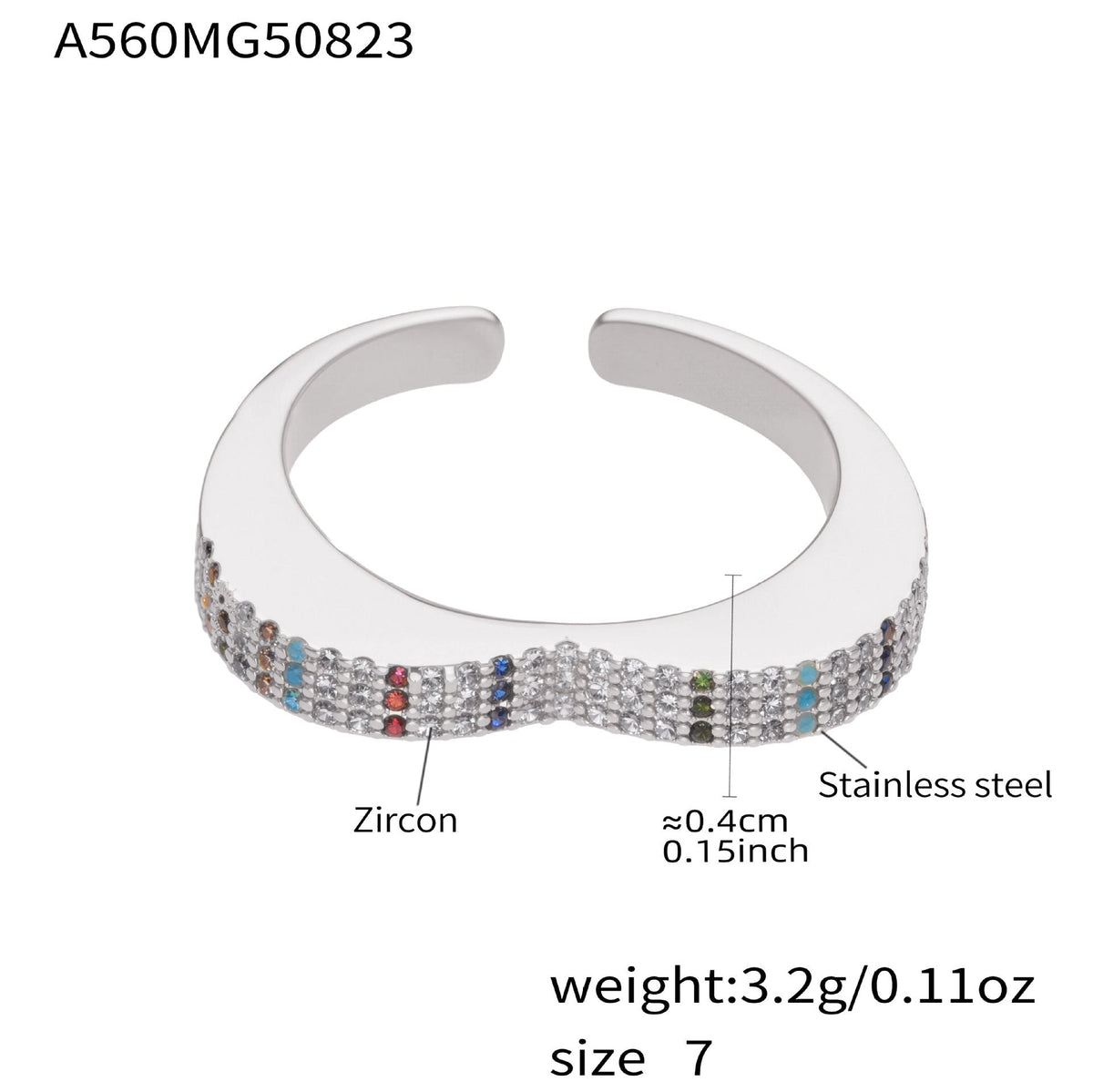 D관 - 18K 골드 도금 스테인리스 스틸 큐빅 하트 모양 반지 [A560-A561] 25.10-1