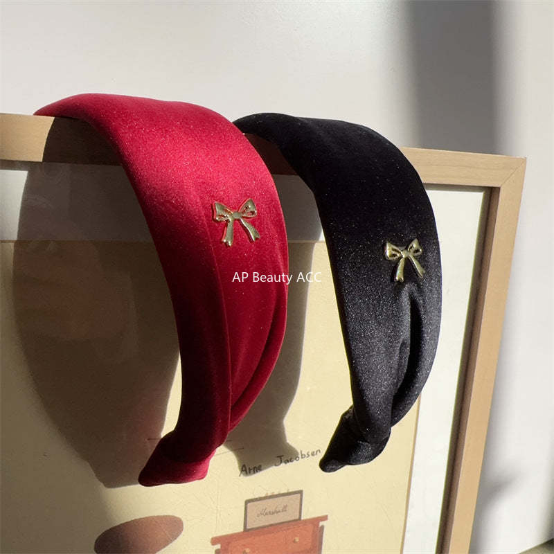 E관 - 가을겨울 벨벳 리본 디자인 와이드 머리띠 [27731] 25.11-4