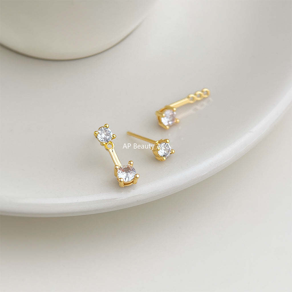 C관 - 데일리 큐빅 925 은침 귀걸이 [7184] 25.12-2