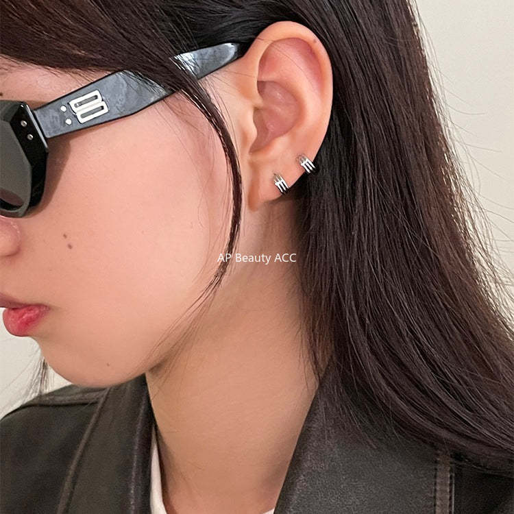 A관 - 925 은침 겹처진 코일 모양 링 귀걸이 [EH-3132.SJ] 25.12-2