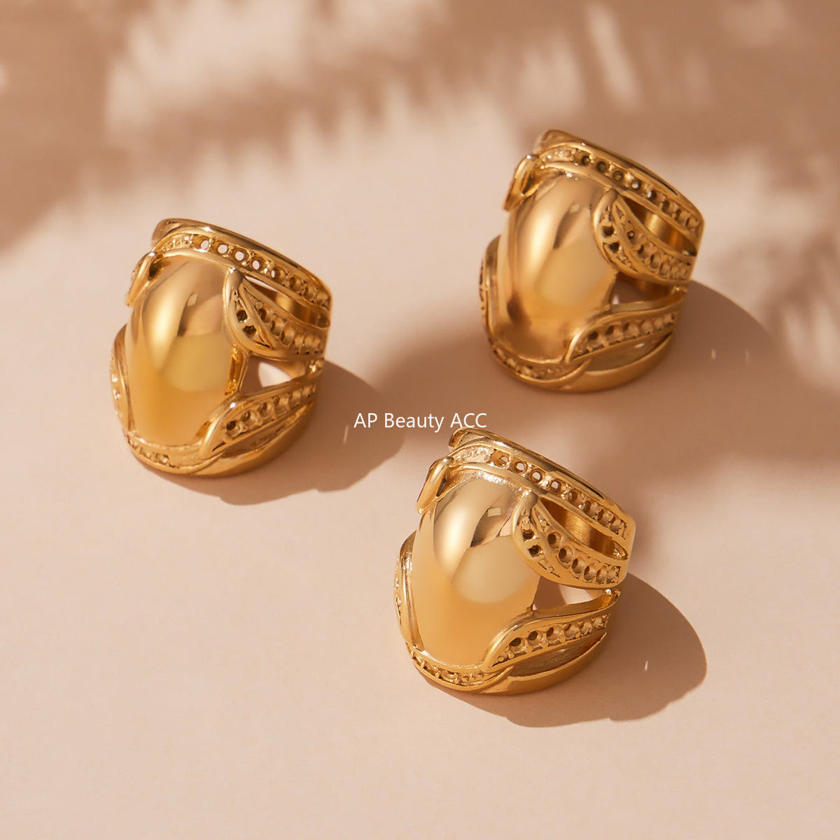 D관 - 18K 골드 도금 스테인리스 스틸 볼드 반지 [A677] 25.10-1