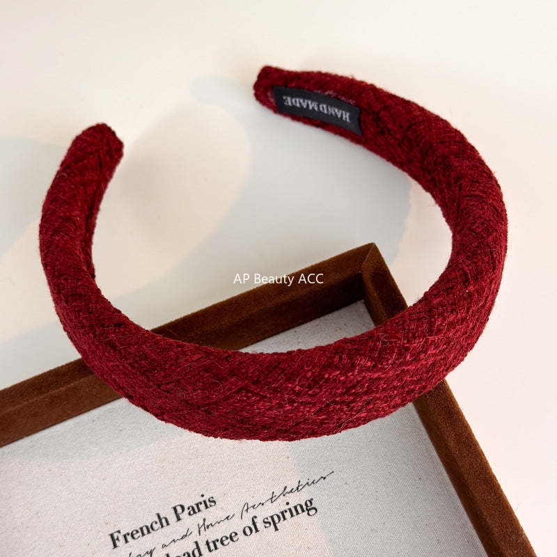 E관 - 레드 모직 스펀지 와이드 머리띠 [27747] 25.12-1