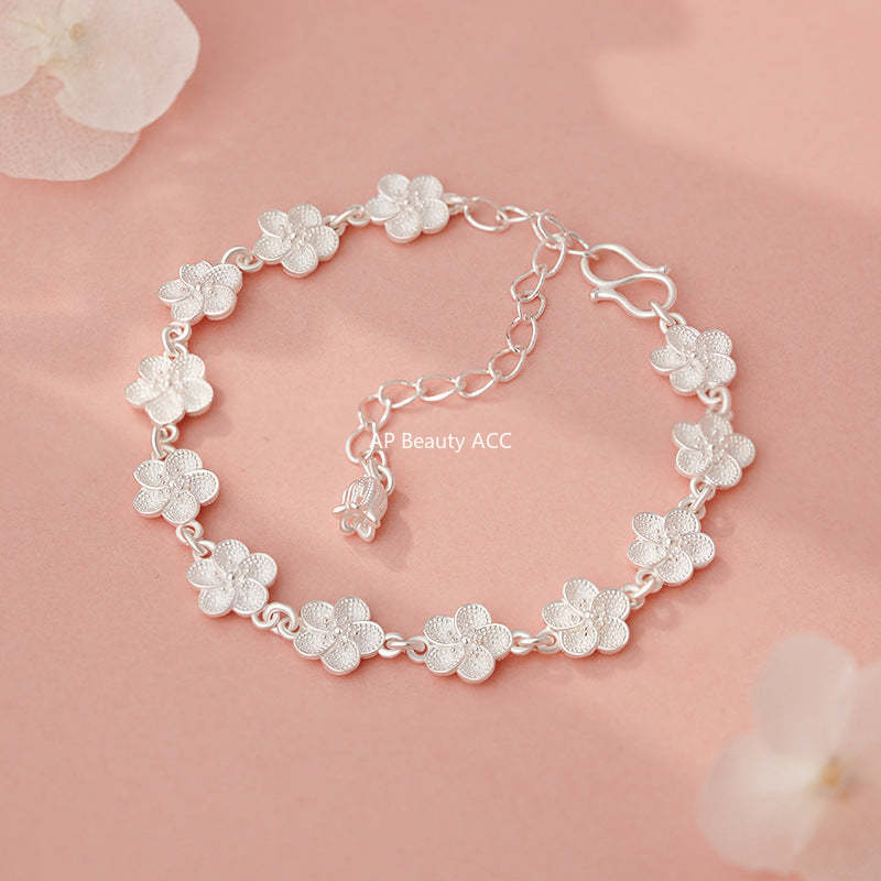 B관 - 999 실버 플라워 연결 체인 디자인 팔찌 [YC4589SL_1] 25.10-5