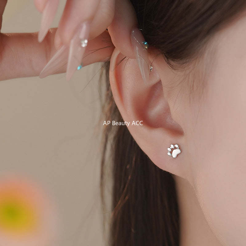 B관 - 999 실버 고양이 발바닥 귀걸이 [YC6483E_1] 25.06-1