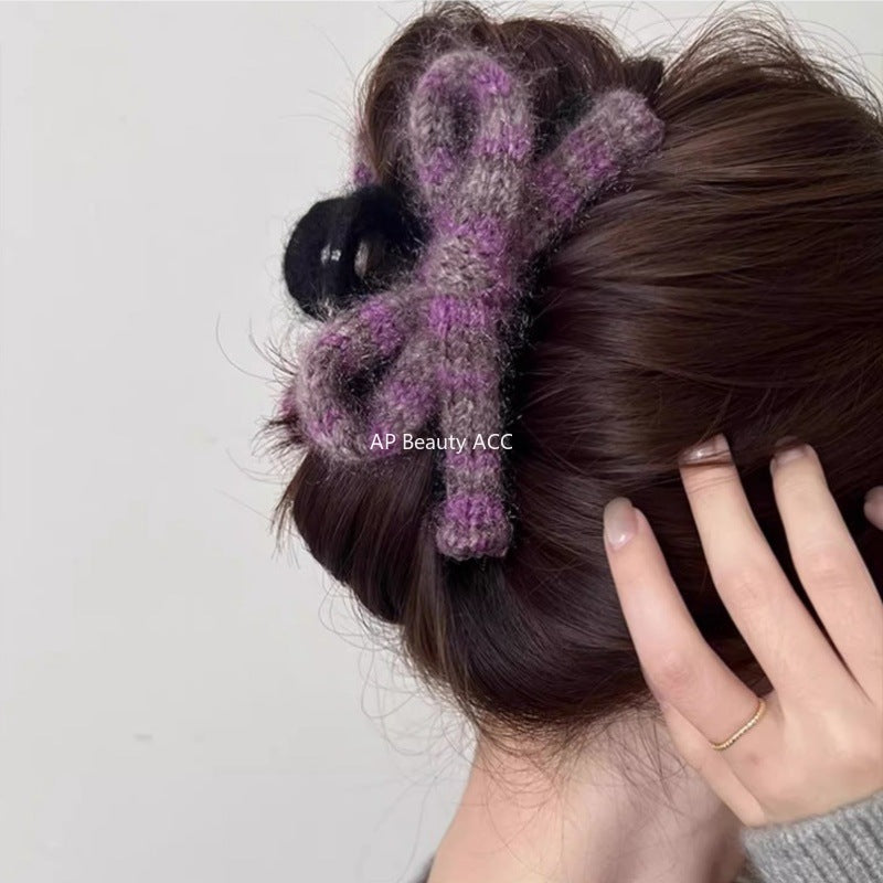 E관 - 털실 니트 소재 리본 모양 집게핀 [26283] 25.11-2