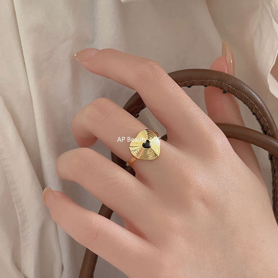 F관 - 925 실버 블랙 하트 오픈형 반지 [J1932] 25.10-2