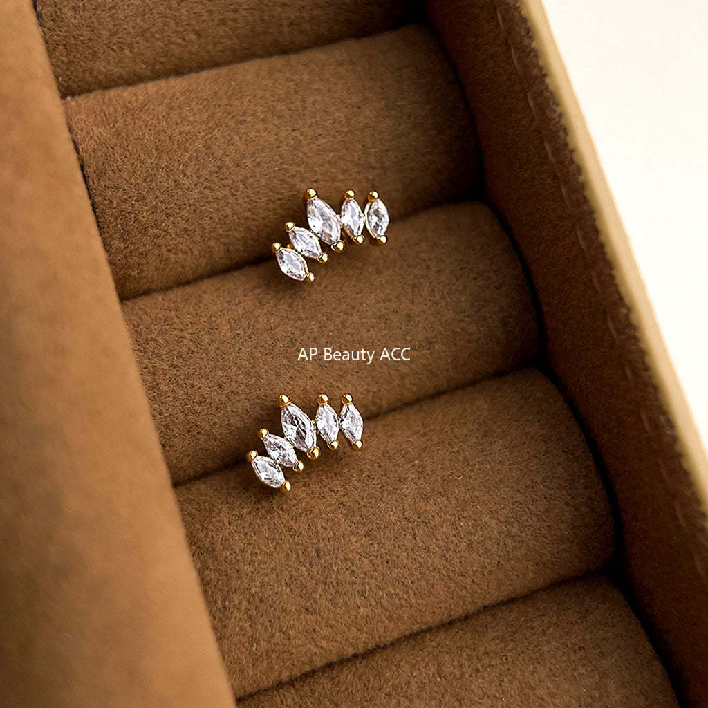 C관 - 14K 도금 큐빅 기하 디자인 데일리 미니 귀걸이 [5683] 25.03-1