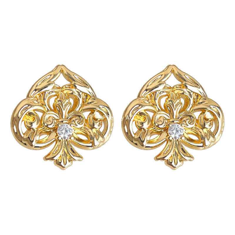 C관 - 하트 클로버 모양 큐빅 925 은침 귀걸이 [7160] 25.11-4