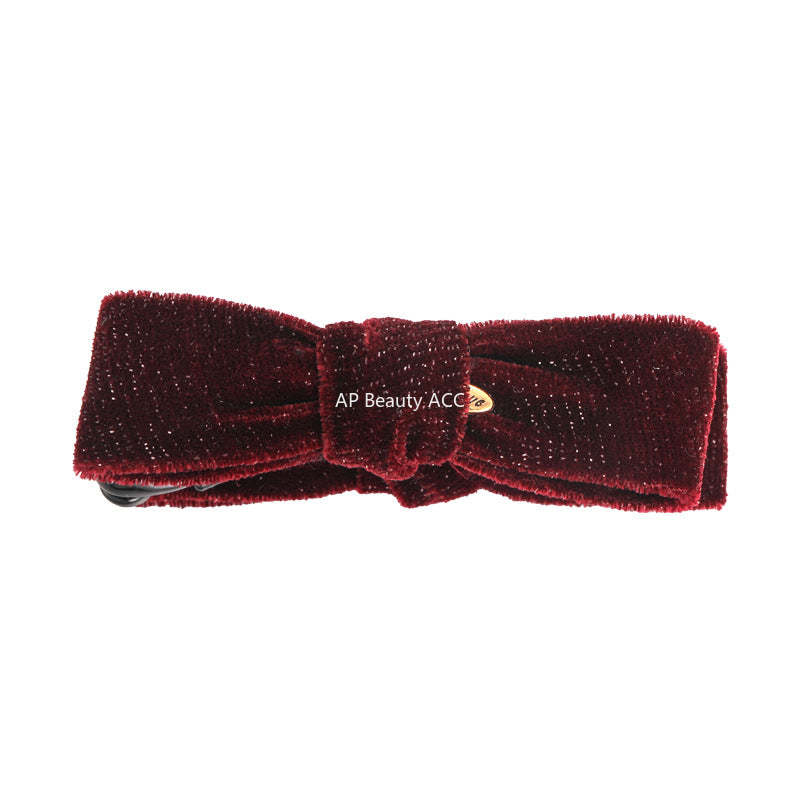 E관 - 글리터 벨벳 리본 모양 바나나 집게핀 [27763] 25.12-1