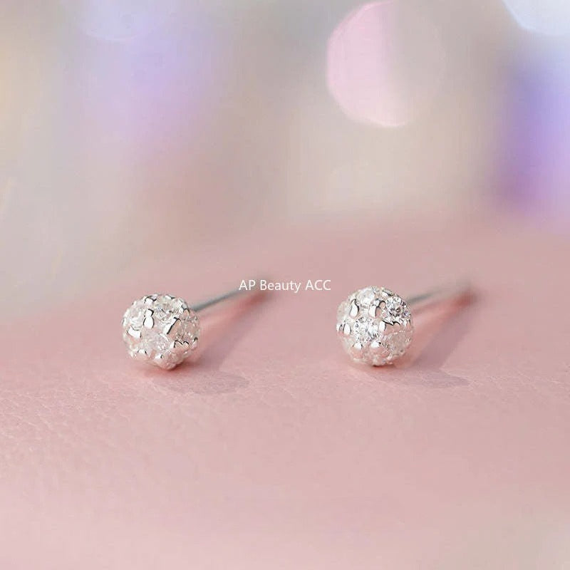 B관 - 999 실버 하트 사각 리본 원형 큐빅 귀걸이 [YC2652E_1] 25.11-1