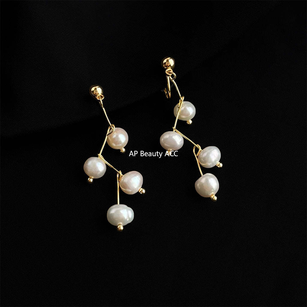 C관 - 담수 진주 골드 도금 나선형 이어커프 귀걸이 [EJ0203P] 25.02-3