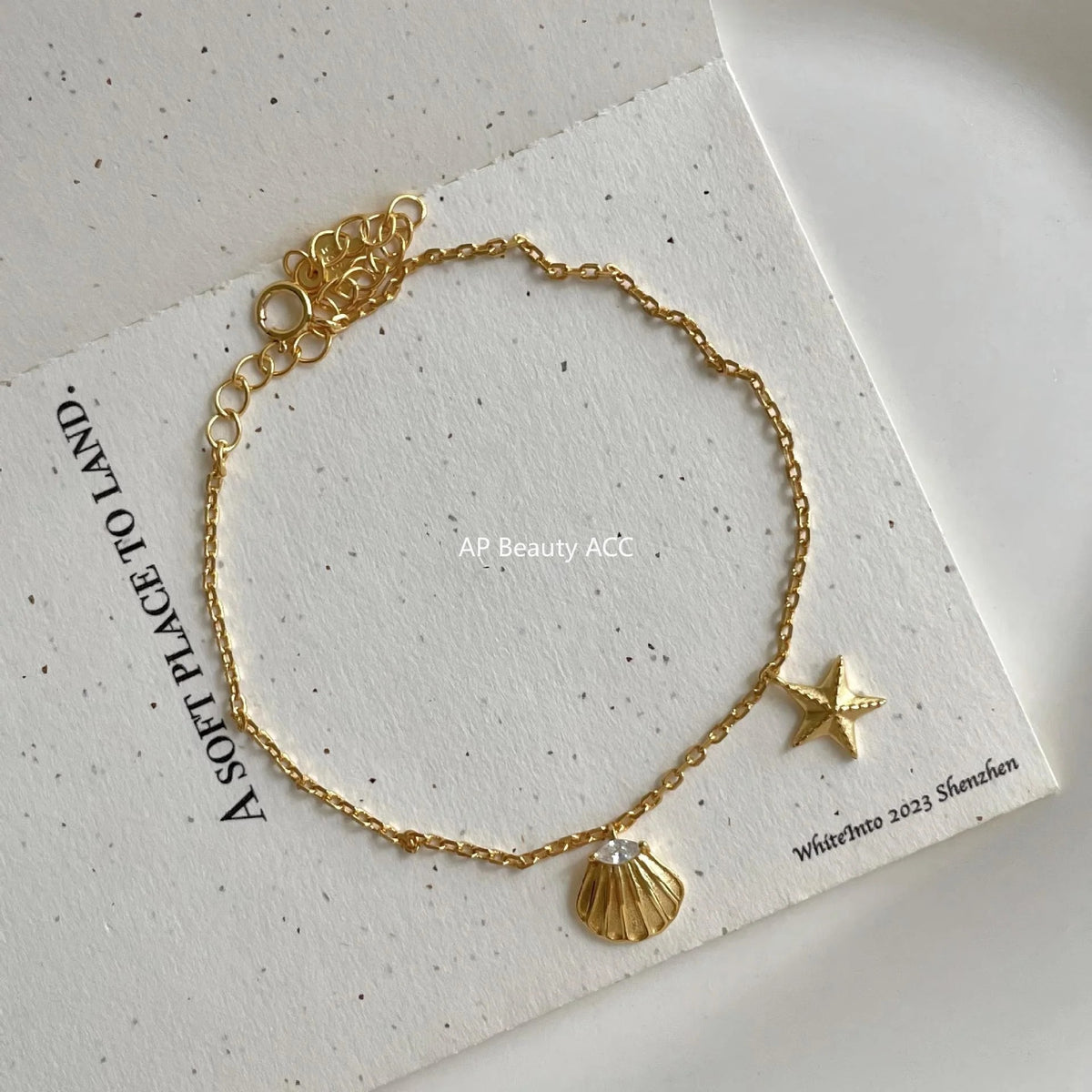 F관 - 925 실버 불가사리 조개 펜던트 팔찌 [A393] 25.11-3