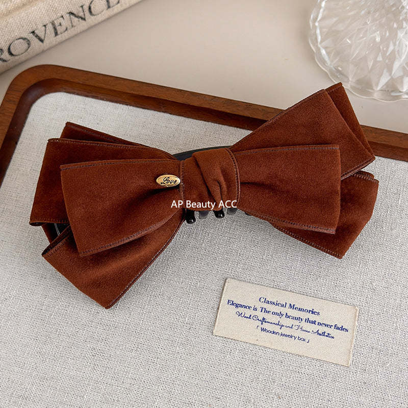 E관 - 스웨이드 리본 골드 포인트 집게핀 [27621] 25.11-1