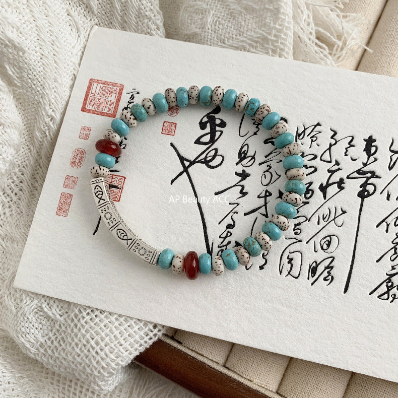 A관 - 925 실버 물고기 각인 자금사 홍마노 비즈 팔찌 [1541-1542] 25.11-2