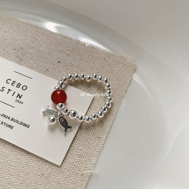 A관 - 미니 펜던트 홍마노 925 실버 비즈 반지 [1520-1527] 25.11-3