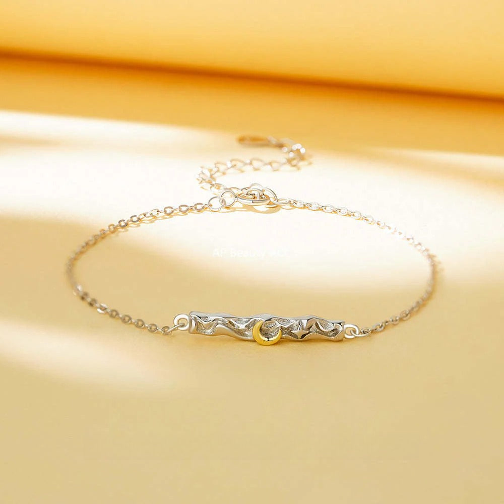 B관 - 925실버 용암 텍스처 달 별 커플 팔찌 [YC5153SL_1] 25.11-4