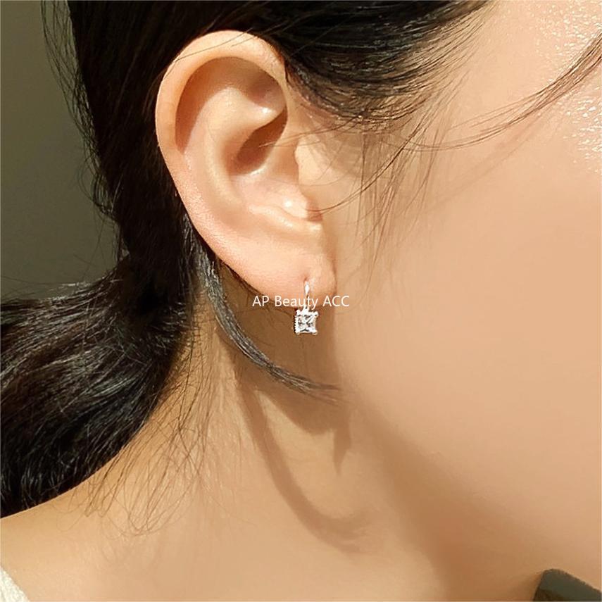 F관 - 925 실버 사각 큐빅 귀걸이 [C1230] 25.10-5