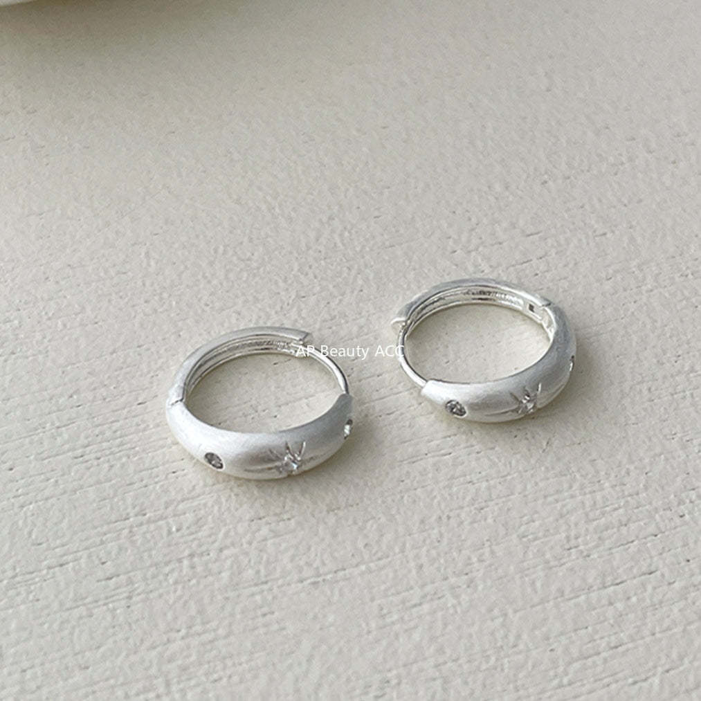 A관 - 샌딩 별 큐빅 925 은침 링 귀걸이 [EH-4015] 25.09-4