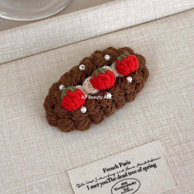 E관 - 핸드메이드 코바늘 니트 과일 디자인 헤어핀 [27629] 25.11-1