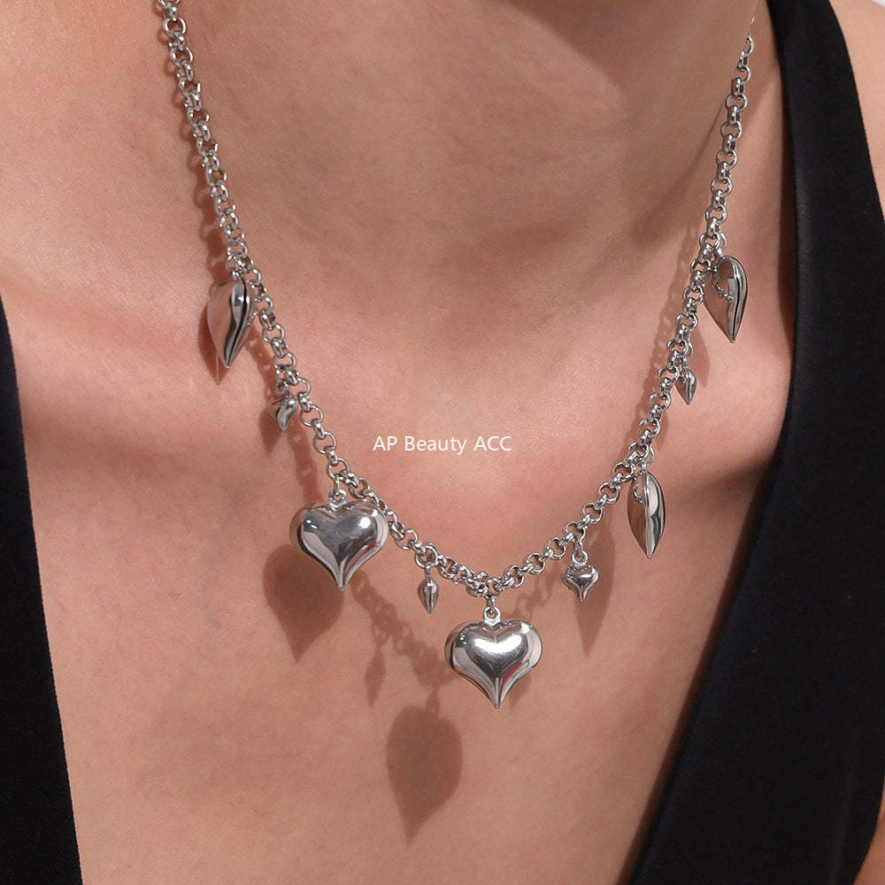 D관 - 18K 도금 스테인리스 스틸 하트 펜던트 목걸이 [P1295-D347] 25.08-1