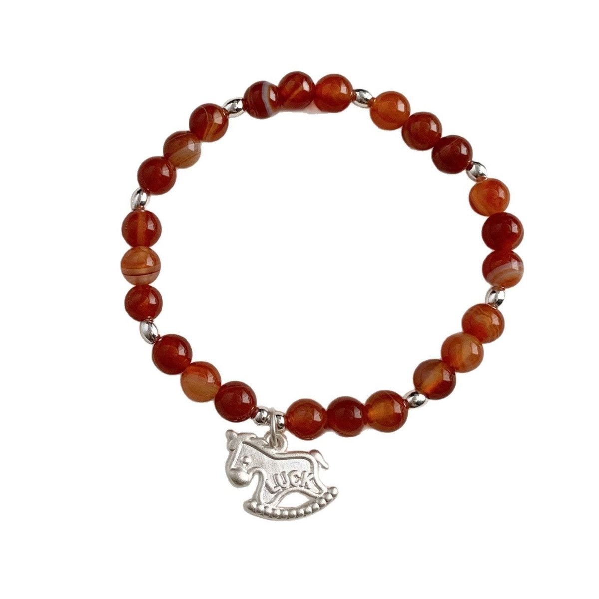 A관 - 925 실버 luck 말 홍마노 미니 비즈 팔찌 [1652] 25.12-3