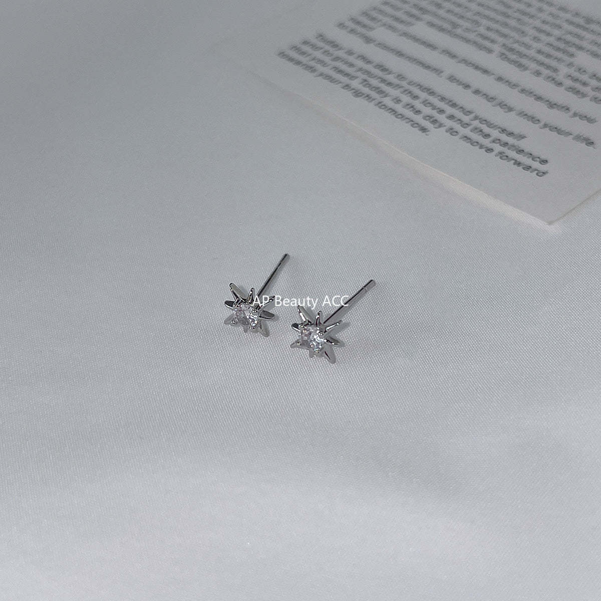 A관 - 925 은침 큐빅 팔각별 이어커프 귀걸이 [EH-3438] 25.04-4