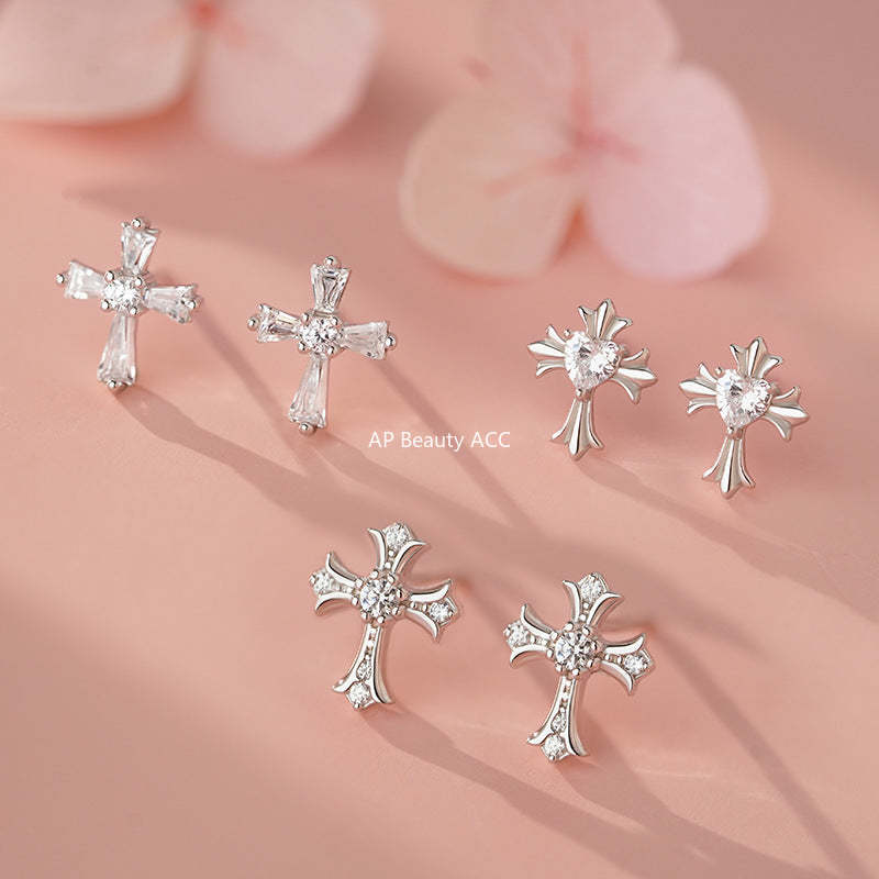 B관 - 큐빅 십자가 999 실버 귀걸이 [YC2153E_3 YC2416E_2 YC2434E_1] 25.11-3