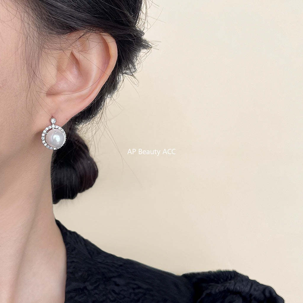 C관 - 글라스 진주 미니 큐빅 원형 기하학 복고풍 귀걸이 [4442-4443] 24.07-3