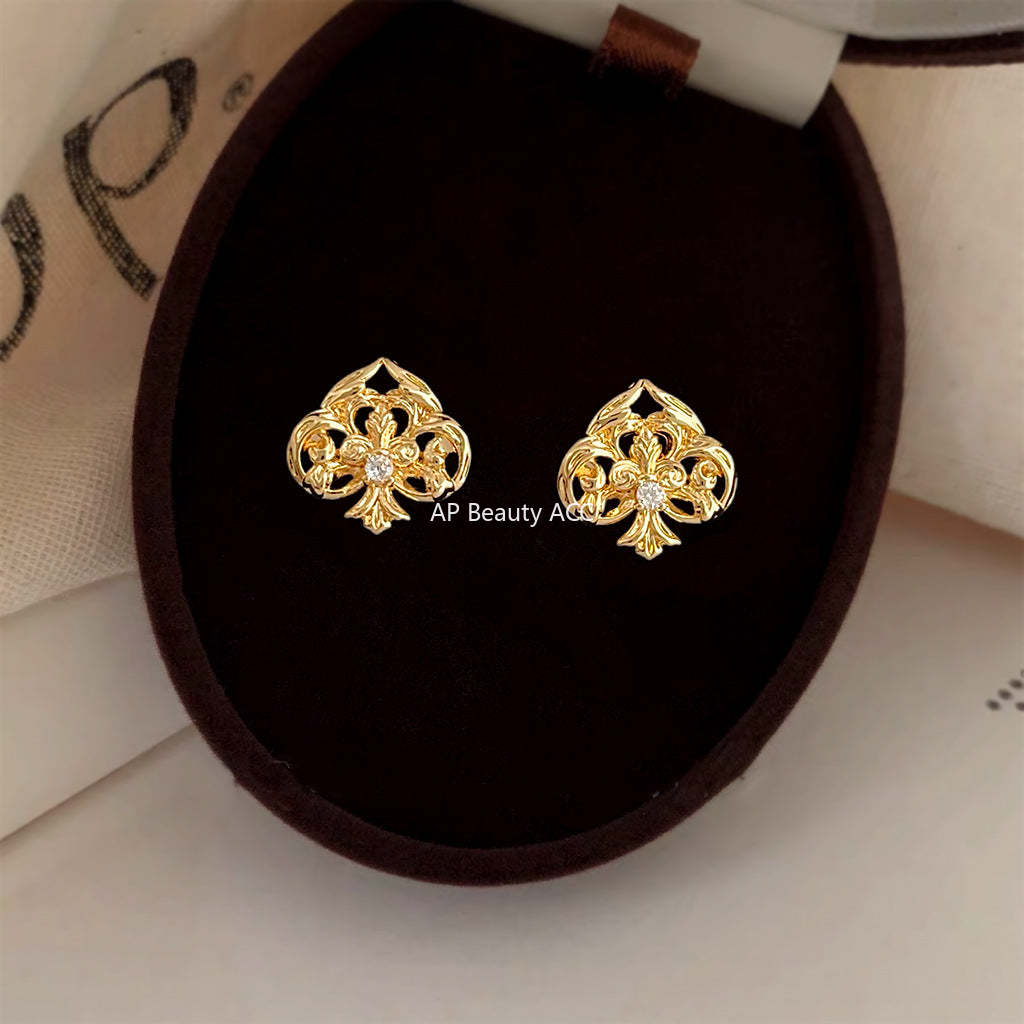 C관 - 하트 클로버 모양 큐빅 925 은침 귀걸이 [7160] 25.11-4