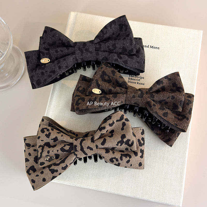 E관 - 레오파드 패턴 프린팅 리본 바나나 집게핀 [27748] 25.12-1