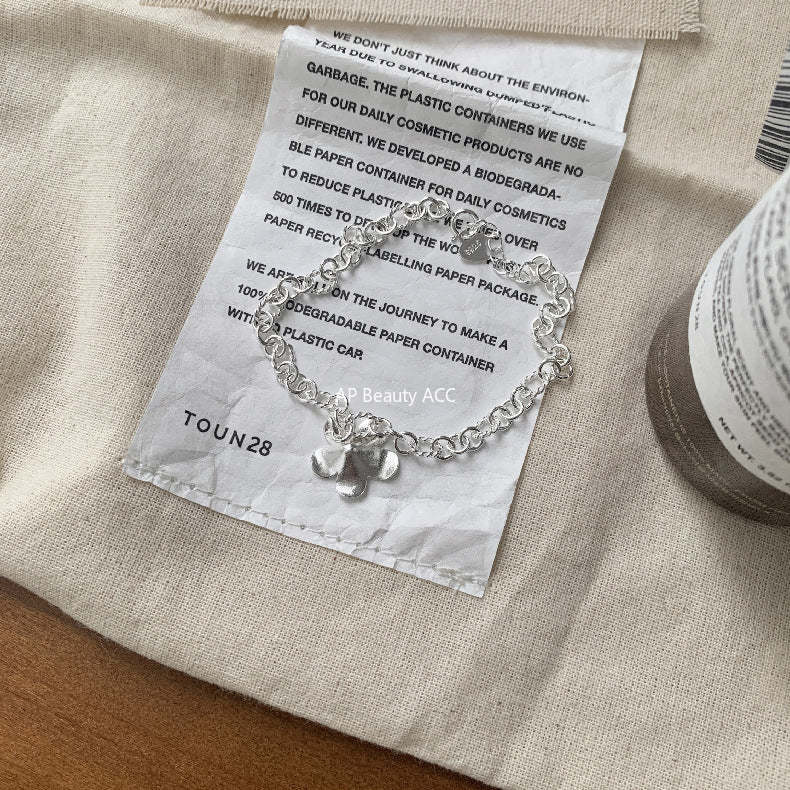 A관 - 플라워 펜던트 체인 925 실버 팔찌 [1509] 25.11-3