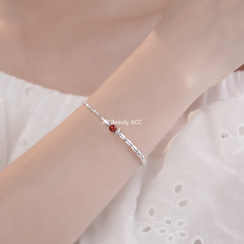 B관 - 925 실버 마노 쌀알 파편 실버 팔찌 [YC4706SL_1] 25.10-2