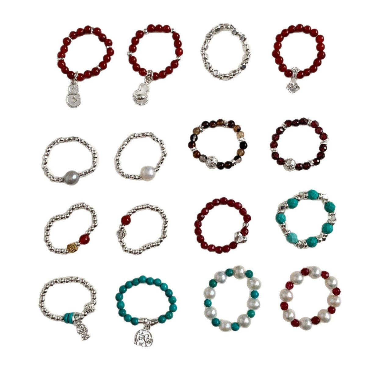 A관 - 아게이트 칼세도니 담수진주 비즈 925실버 반지 [RA] 25.11-4