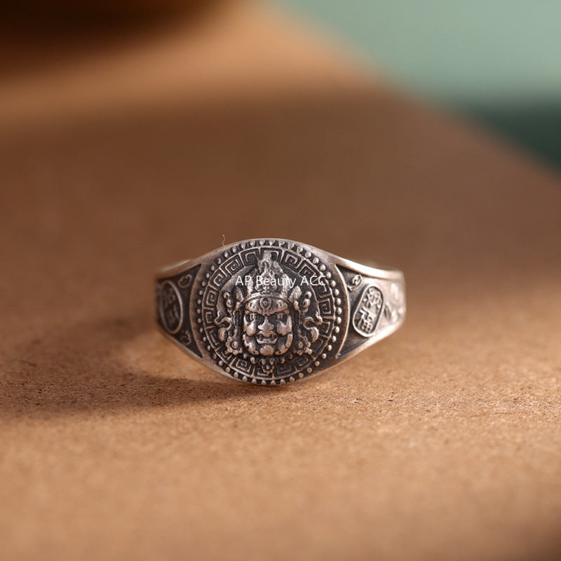 G관 - 빈티지 행운 길운 문양 디자인 남성용 반지 [J2557] 25.10-3