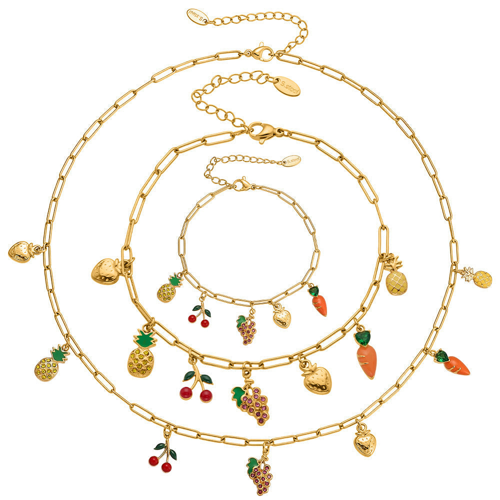 D관 - 스테인리스 스틸 과일 큐빅 펜던트 목걸이 팔찌 발찌 [TXP414] 25.10-1