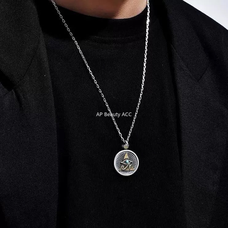 G관 - 빈티지 호루스의 눈 불꽃 문양 펜던트 남성용 목걸이 [X1209] 25.10-3