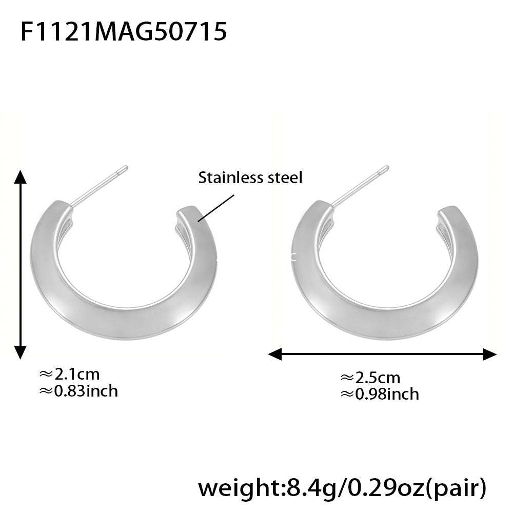 D관 - 스테인리스 스틸 18K 도금 투톤 C형 원형 귀걸이 [F1118-F1121] 25.07-3