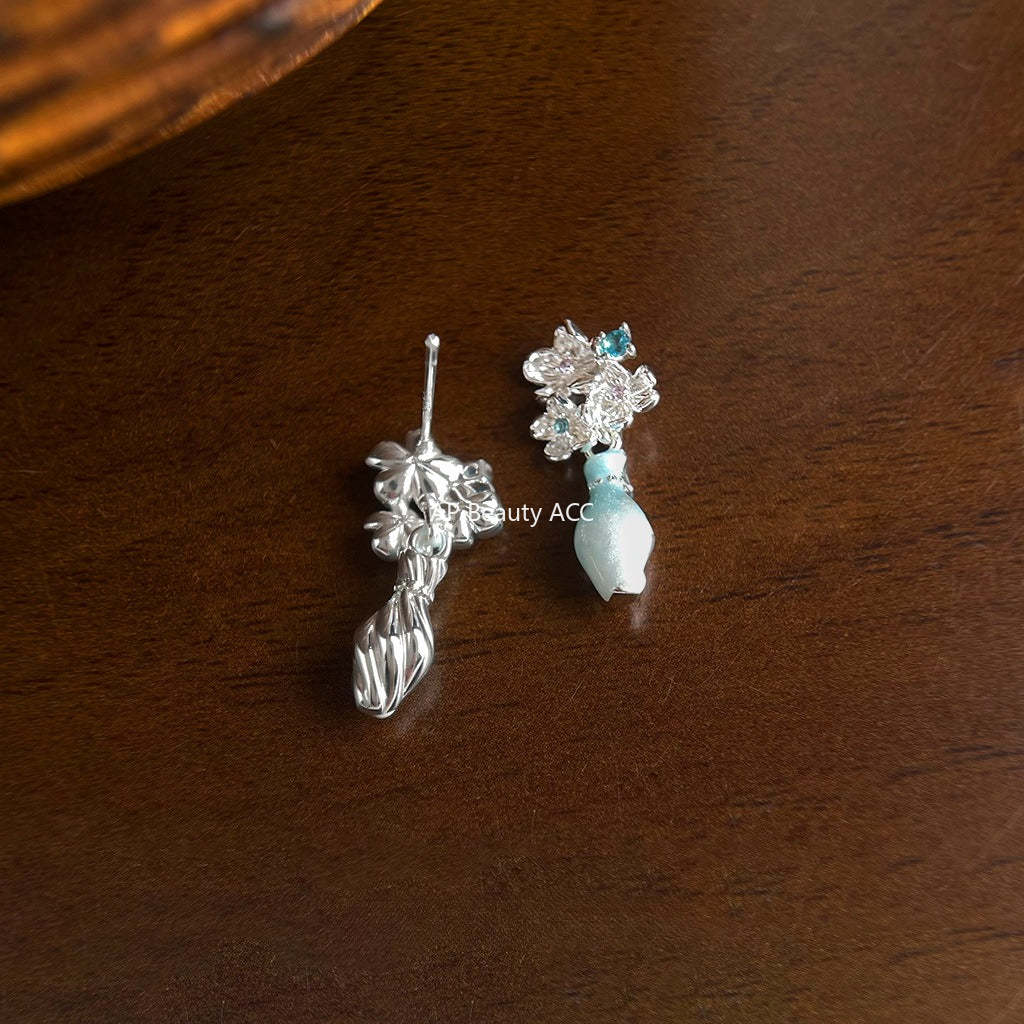 C관 - 화병 플라워 디자인 925 은침 귀걸이 [7040] 25.12-1