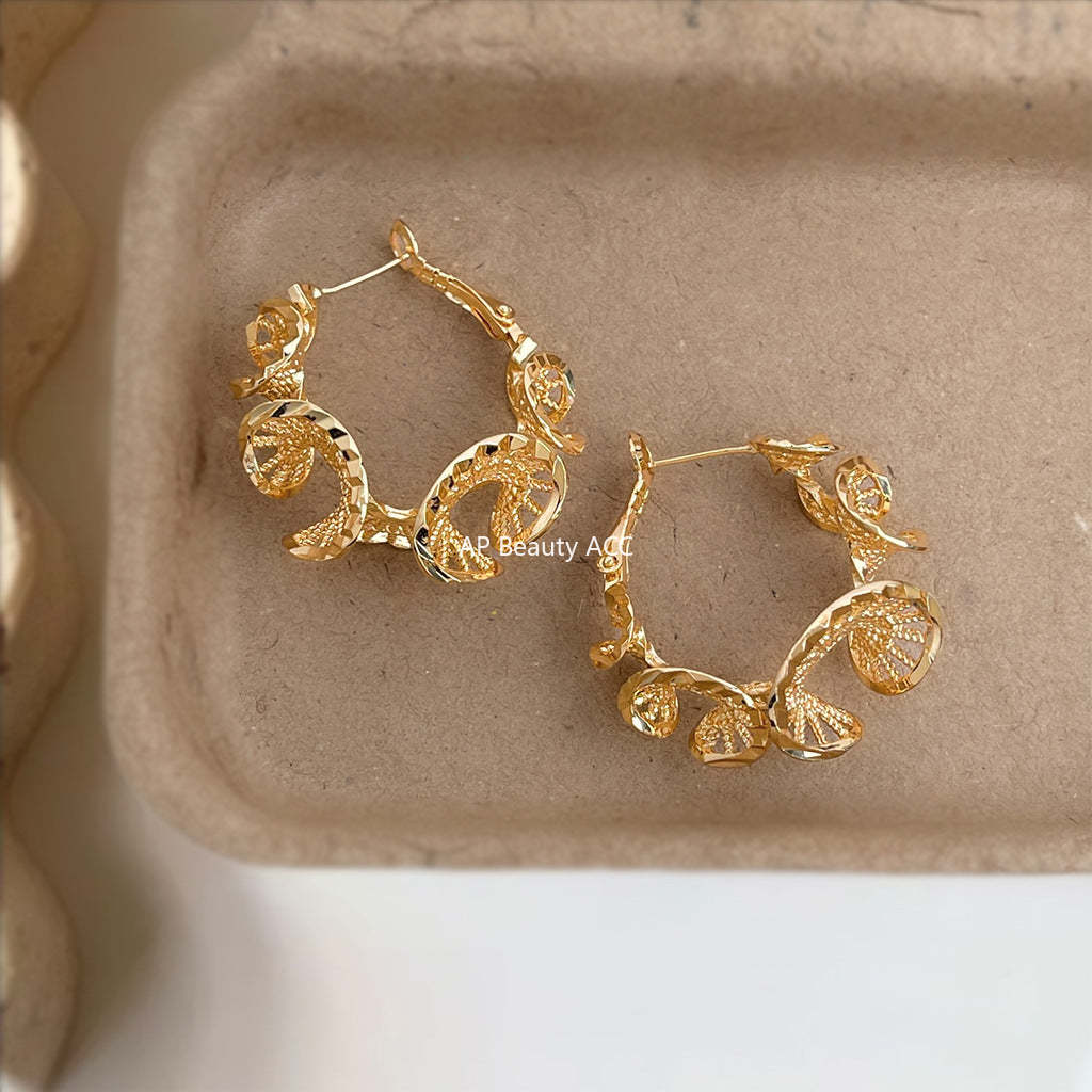 C관 - 레이스 장식 입체 트위스트 925 은침 귀걸이 [6790] 25.09-4