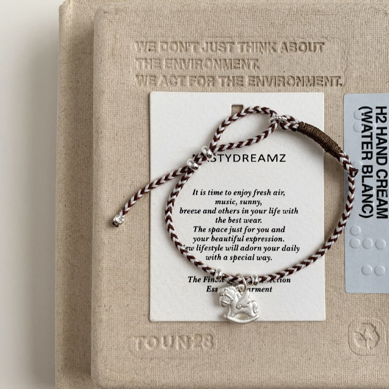 A관 - 925 실버 목마 말 펜던트 핸드메이드 스트랩 팔찌 [1630] 25.12-3