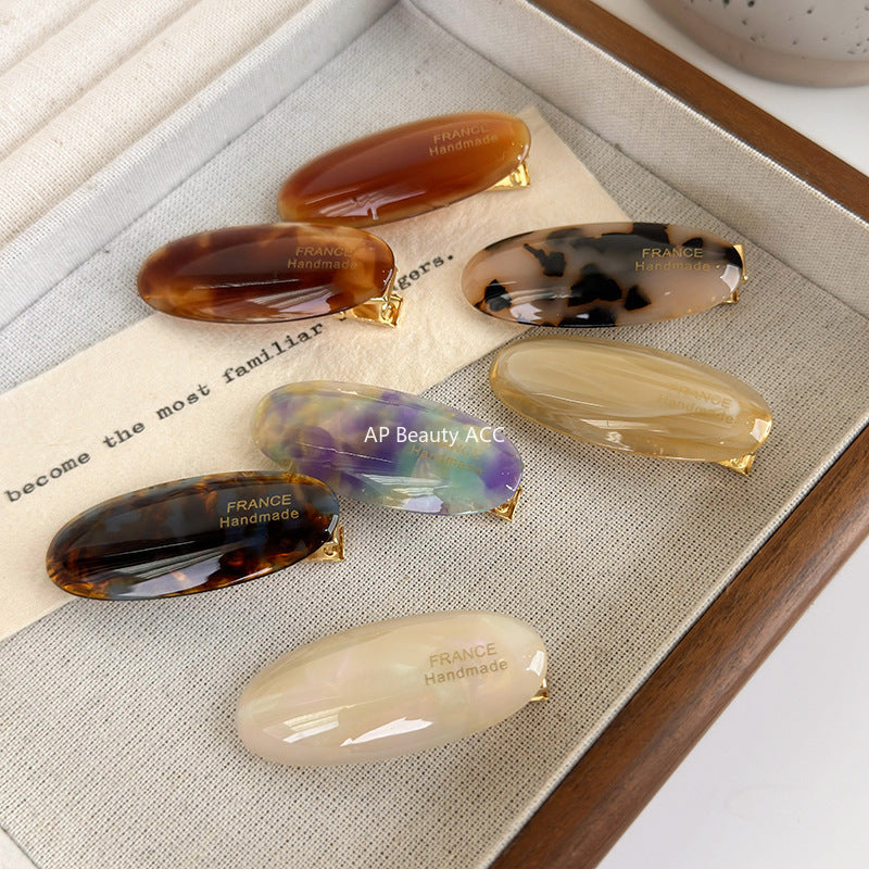 E관 - 프렌치 타원형 셀룰로이드 소형 헤어핀 [24383] 25.10-2