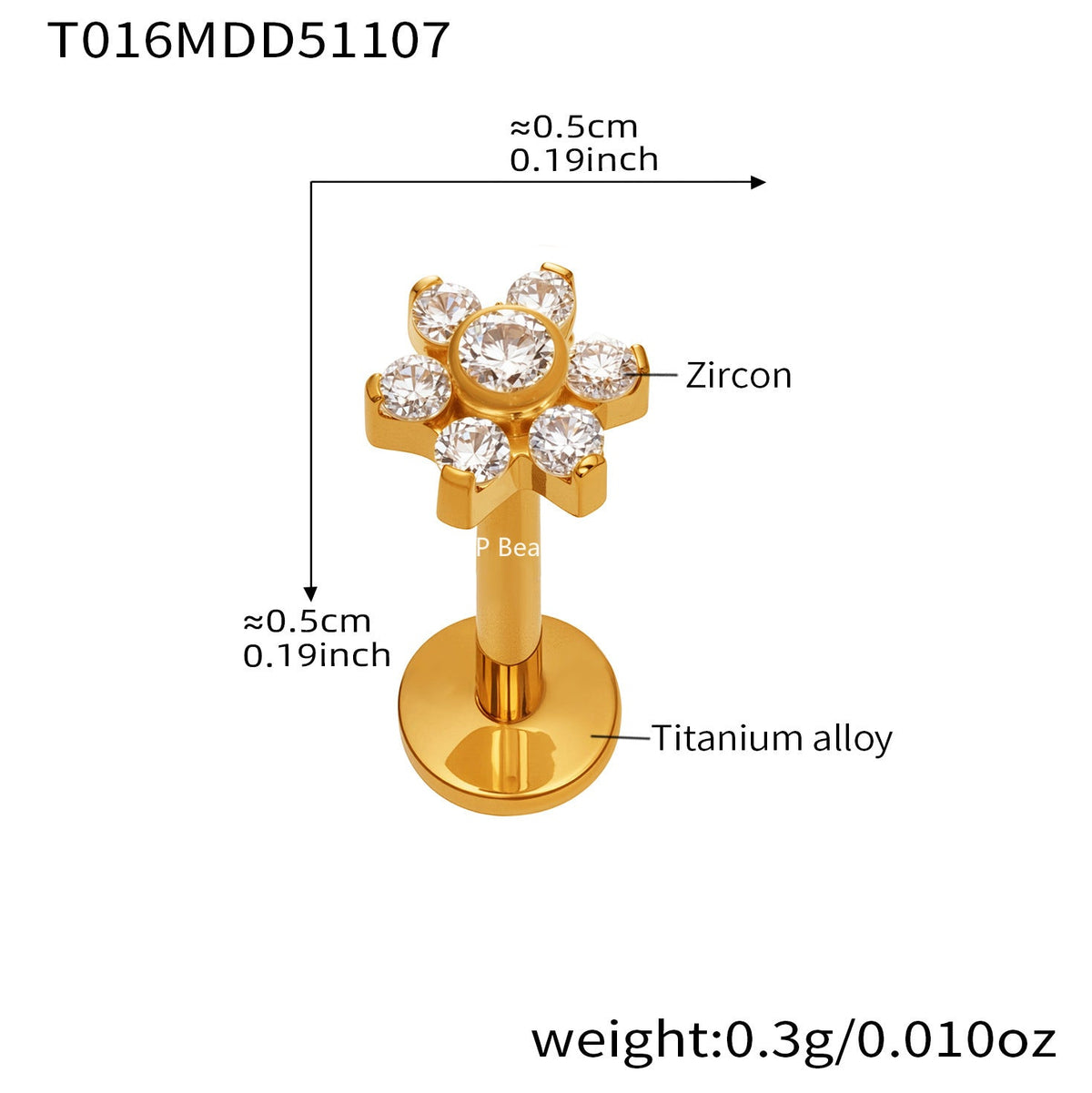 D관 - 티타늄 합금 스틸 입술용 단품 피어싱 [T009] 25.11-2