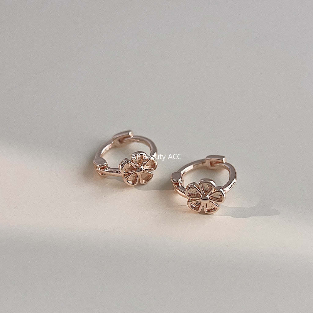 C관 - 간결한 로즈 골드 도금 꽃 귀걸이 귀여운 여성 귀걸이 [3718] 24.04-2